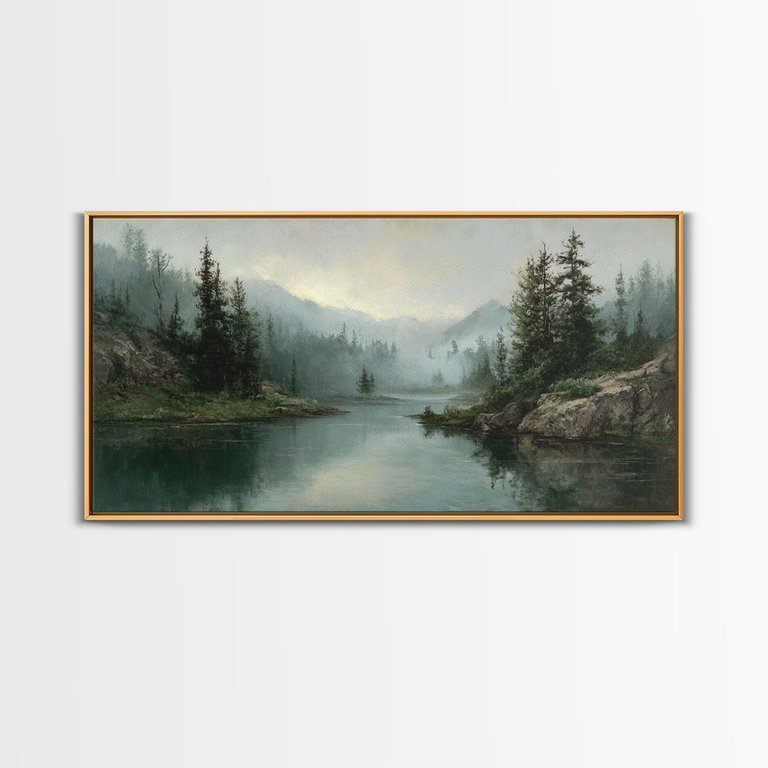 Mountain Lake with Sparkling Reflections Canvas Print, Impressionist Art, Original Art, Living Room Decor, Fine Art, Impression, IMP-2x1-68