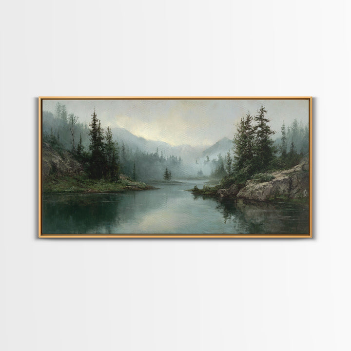 Mountain Lake with Sparkling Reflections Canvas Print, Impressionist Art, Original Art, Living Room Decor, Fine Art, Impression, IMP-2x1-68