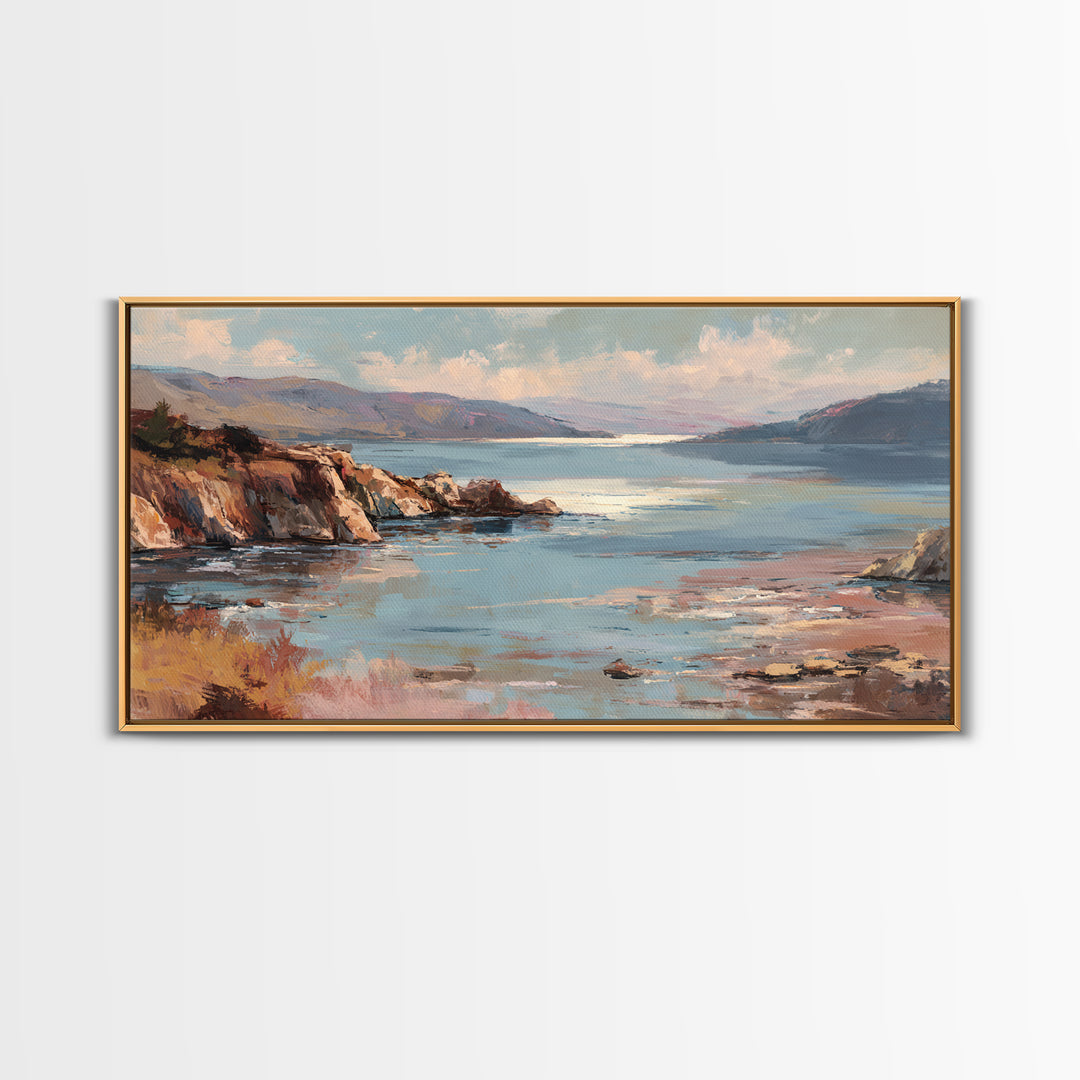 Soft Seaside Cliffs Canvas Print, Impressionist Art, Living Room Decor, Fine Art, Impression, Landscape Art, Colorful Wall Art, IMP-2x1-73