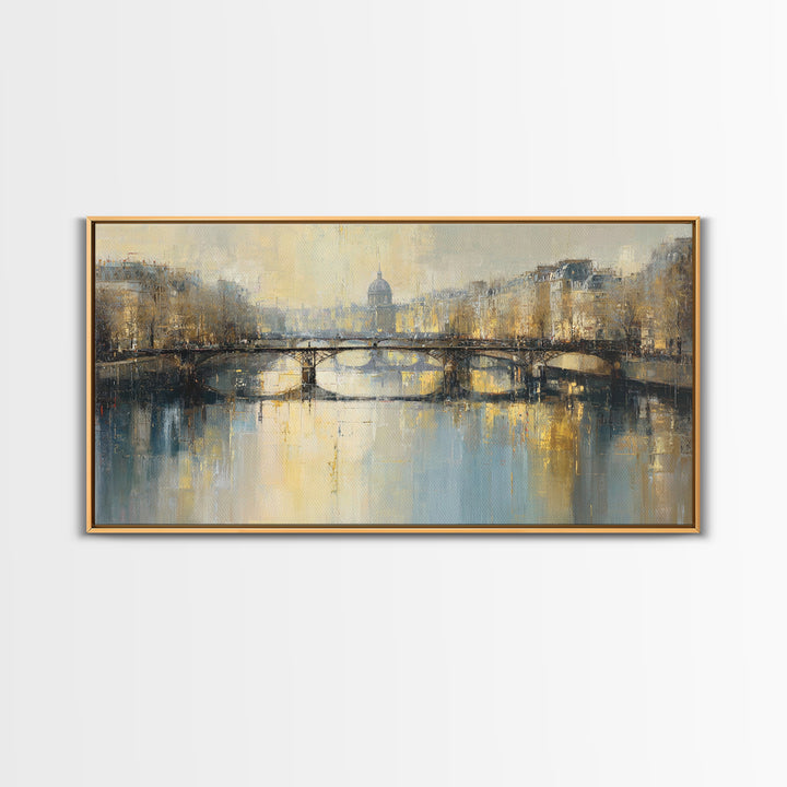 Paris Bridge Reflected Framed Canvas Print, Impressionist Art, Room Decor, Living Room Decor, Fine Art, Impression, IMP-2x1-75