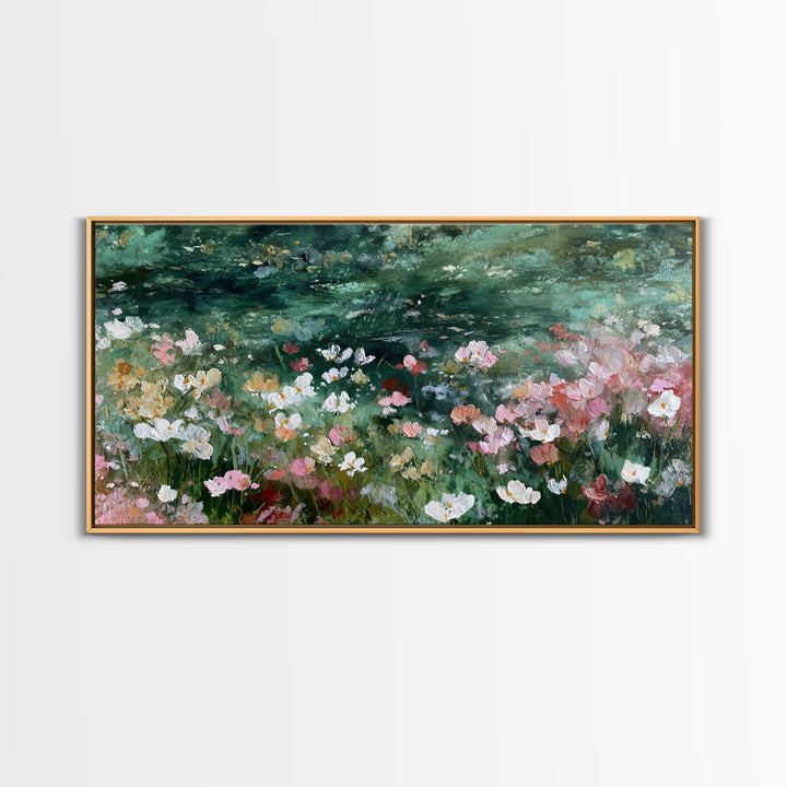 Wildflower Field in Loose Pastel Strokes Canvas Print, Impressionist Art, Modern Wall Art, Living Room Decor, Impression, IMP-2x1-76