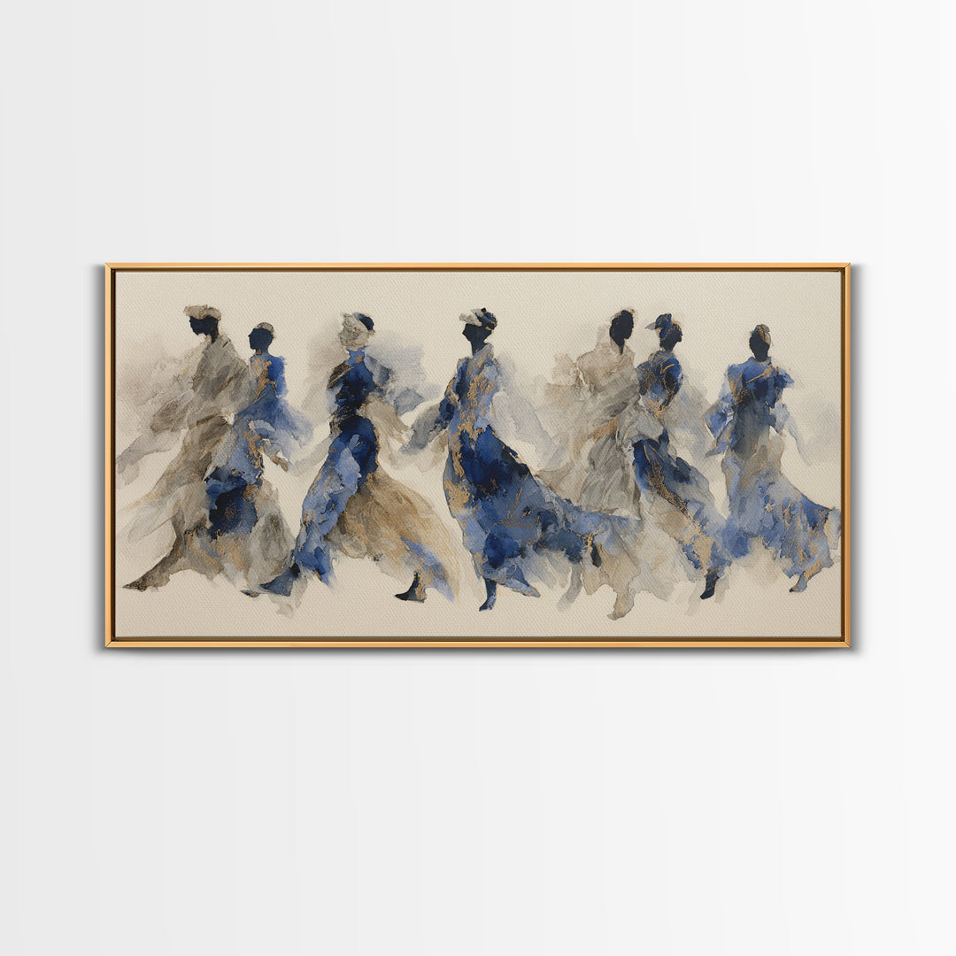 Dancers Suggested by Soft Moving Brushwork Framed Canvas Print, Impressionist Art, Painting, Living Room Decor, Impression, IMP-2x1-83