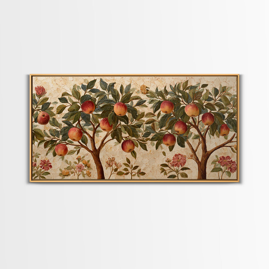 Apple Tree in Summer Orchard Framed Canvas Print, Impressionist Art, Modern Wall Art, Living Room Decor, Fine Art, Impression, IMP-2x1-85