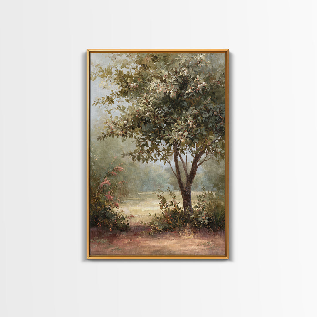 Apple Tree in Summer Orchard Framed Canvas Print, Impressionist Art, Large Wall Art, Living Room Decor, Fine Art, Impression, IMP-2x3-1