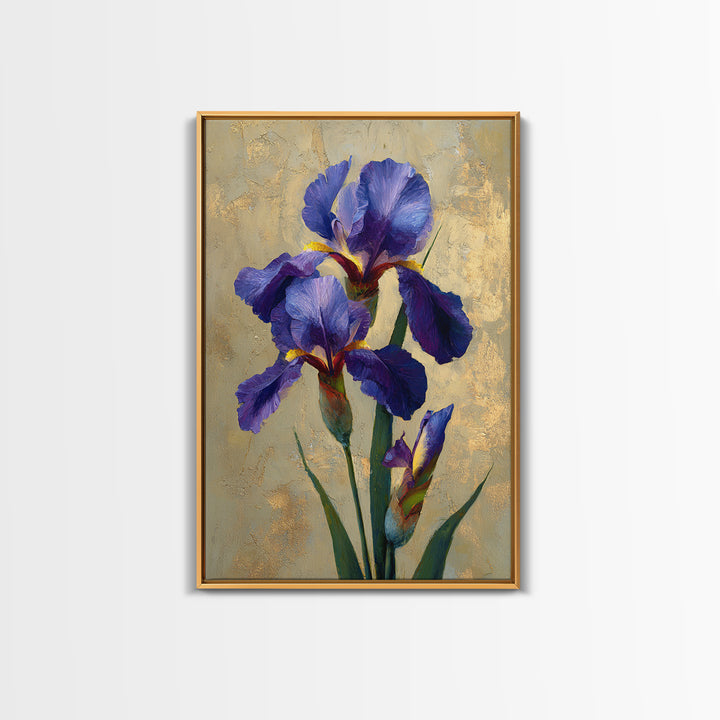 Iris Garden with Blue Violet Strokes Canvas Print, Impressionist Art, Printable Wall Art, Living Room Decor, Impression, IMP-2x3-100