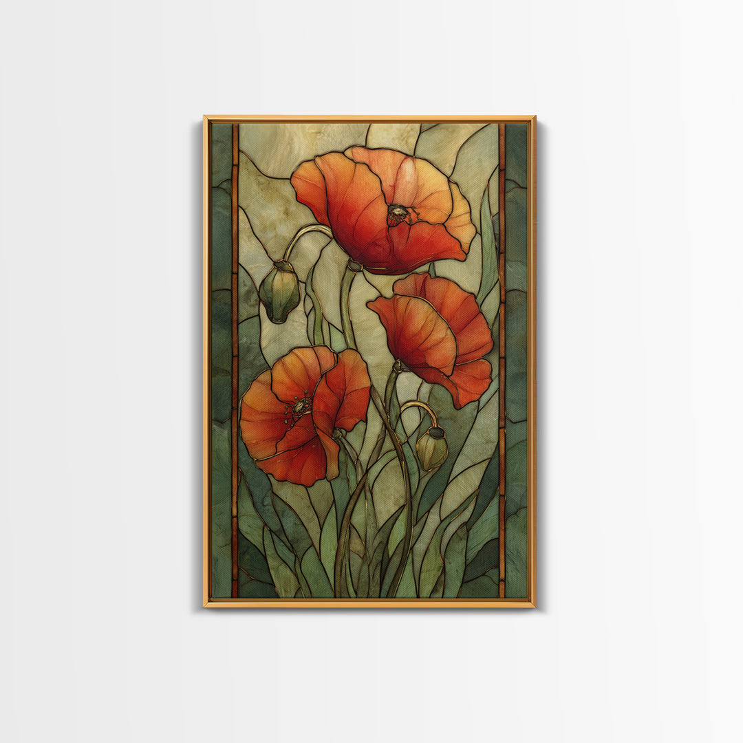 Poppies Blowing Through Green Grass Canvas Print, Impressionist Art, Horizontal Wall Art, Living Room Decor, Impression, IMP-2x3-20