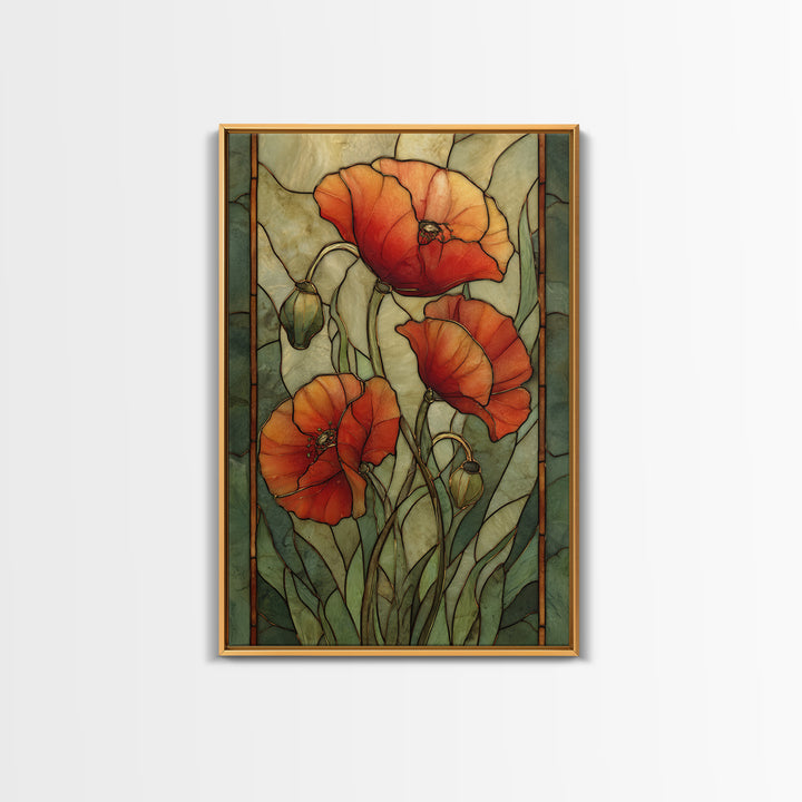 Poppies Blowing Through Green Grass Canvas Print, Impressionist Art, Horizontal Wall Art, Living Room Decor, Impression, IMP-2x3-20