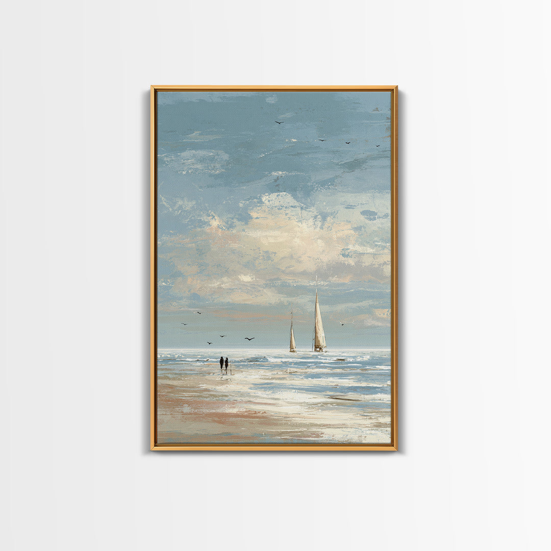 Coastal Beach Figures Canvas Print, Impressionist Art, Home Decor, Living Room Decor, Fine Art, Impression, Horizontal Wall Art, IMP-2x3-27