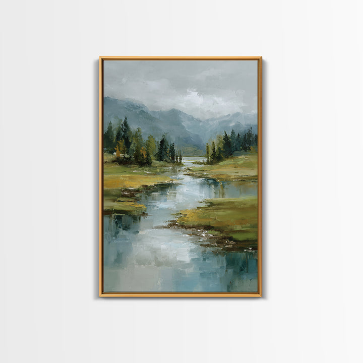 Mountain Lake with Sparkling Reflections Canvas Print, Impressionist Art, Statement Artwork, Living Room Decor, Impression, IMP-2x3-32