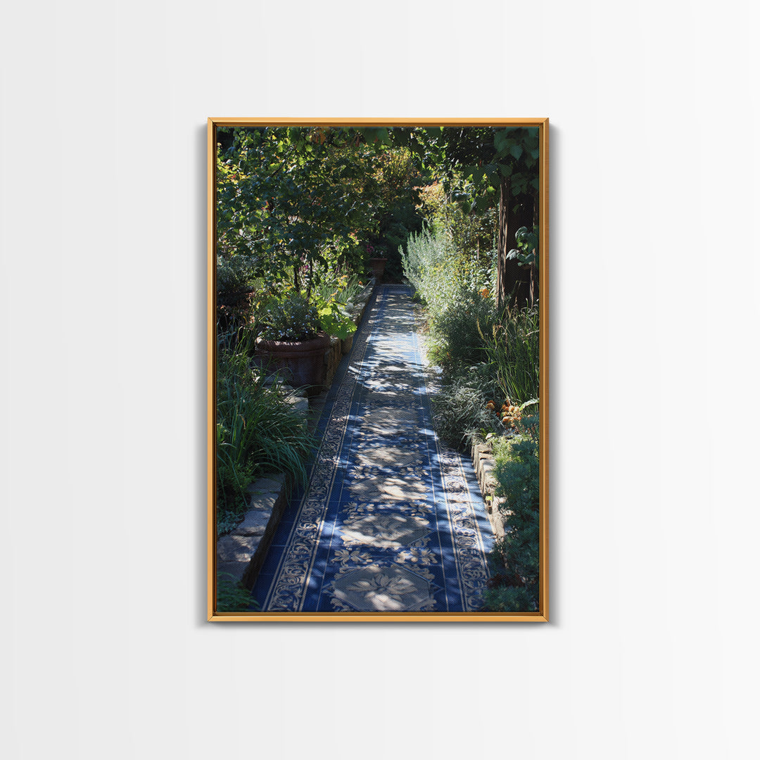 Garden Path Covered Framed Canvas Print, Impressionist Art, Printable Wall Art, Living Room Decor, Watercolor Art, Impression, IMP-2x3-34