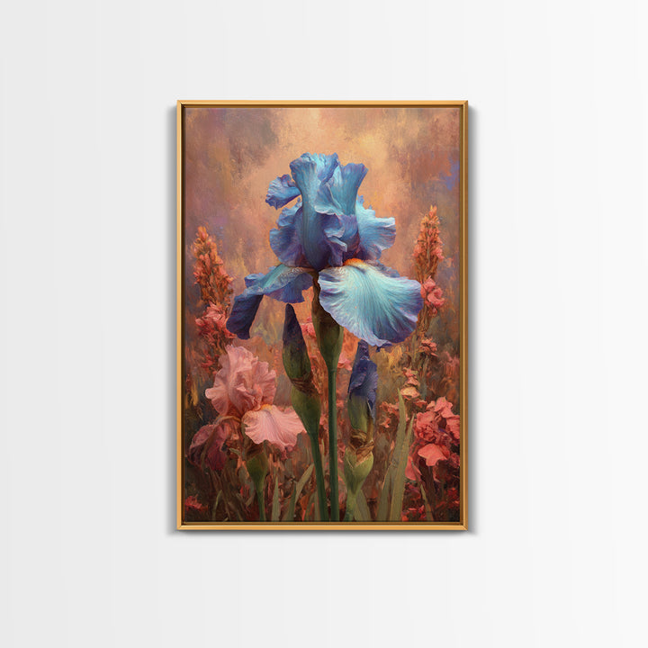 Iris Garden with Blue Violet Strokes Canvas Print, Impressionist Art, Contemporary Art, Living Room Decor, Impression, IMP-2x3-4
