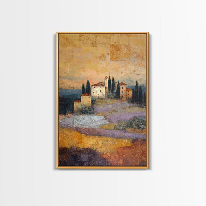 Sunset over Lavender Field Framed Canvas Print, Impressionist Art, Wall Decor, Living Room Decor, Fine Art, Impression, IMP-2x3-46