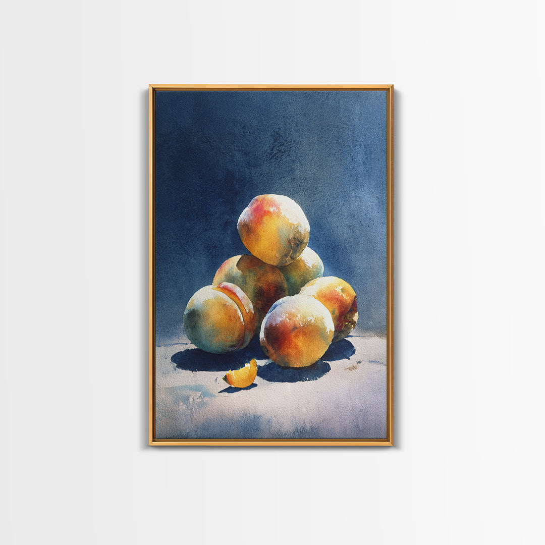 Still Life of Peaches Framed Canvas Print, Impressionist Art, Large Wall Art, Living Room Decor, Fine Art, Impression, IMP-2x3-55