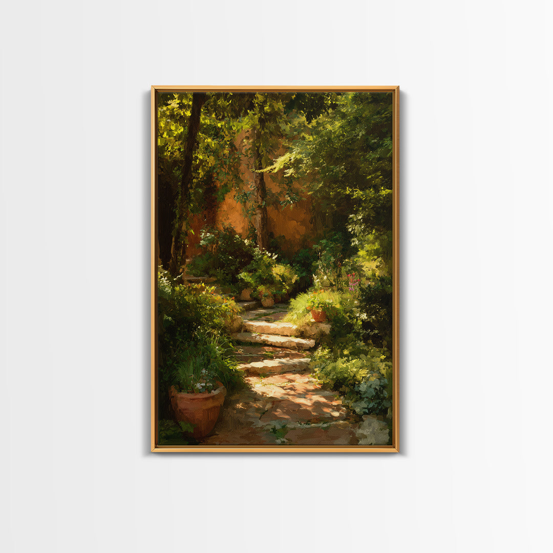Garden Path Covered Canvas Print, Impressionist Art, Textured Wall Art, Living Room Decor, Impression, Landscape Painting, IMP-2x3-58