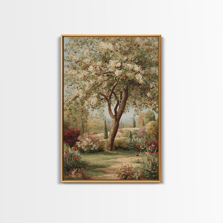 Apple Tree in Summer Orchard Framed Canvas Print, Impressionist Art, Coastal Wall Art, Living Room Decor, Fine Art, Impression, IMP-2x3-73