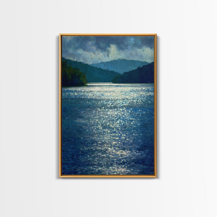 Mountain Lake with Sparkling Reflections Canvas Print, Impressionist Art, Living Room Art, Living Room Decor, Impression, IMP-2x3-8
