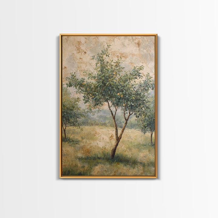 Apple Tree in Summer Orchard Framed Canvas Print, Impressionist Art, Coastal Wall Art, Living Room Decor, Fine Art, Impression, IMP-2x3-97