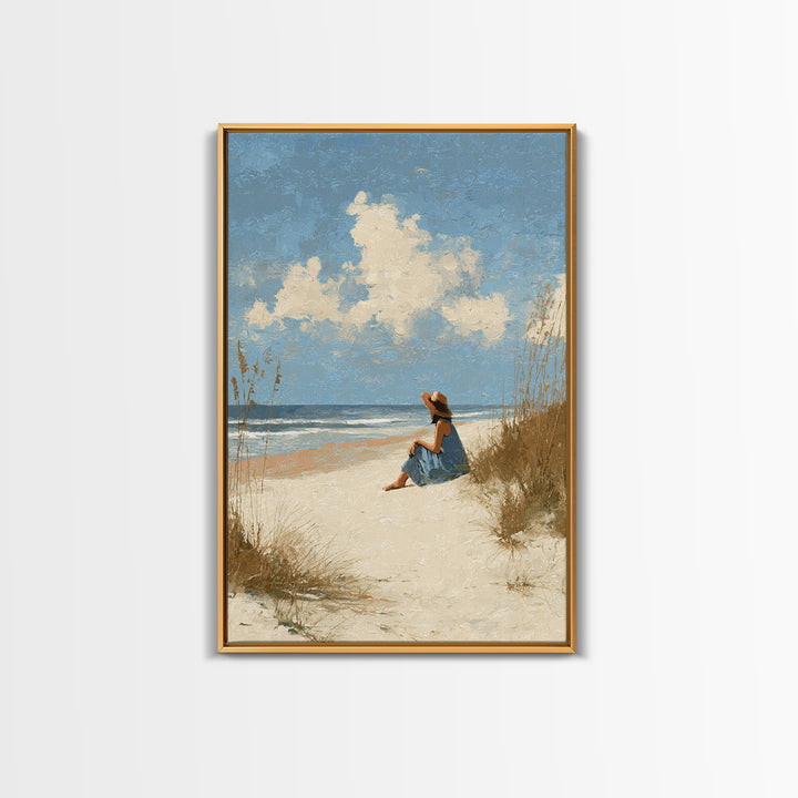 Coastal Beach Figures Canvas Print, Impressionist Art, Gallery Wall Art, Living Room Decor, Oil Painting, Impression, IMP-2x3-99