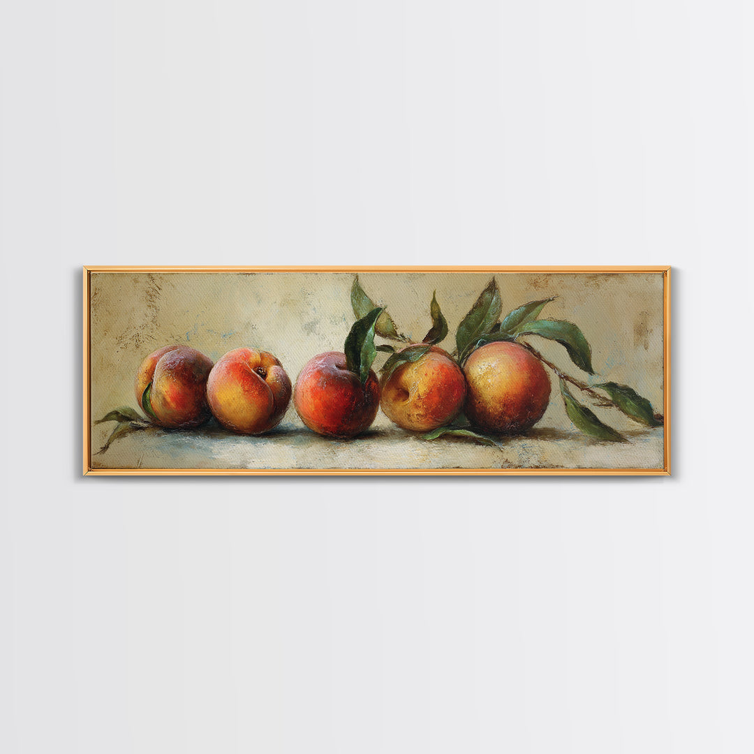 Still Life of Peaches Framed Canvas Print, Impressionist Art, Gallery Decor, Living Room Decor, Fine Art, Impression, IMP-3x1-15