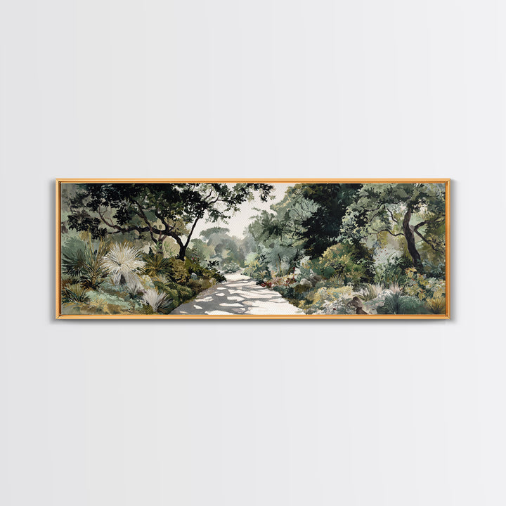 Garden Path Covered Framed Canvas Print, Impressionist Art, Living Room Decor, Watercolor Art, Impression, Landscape Art, IMP-3x1-18