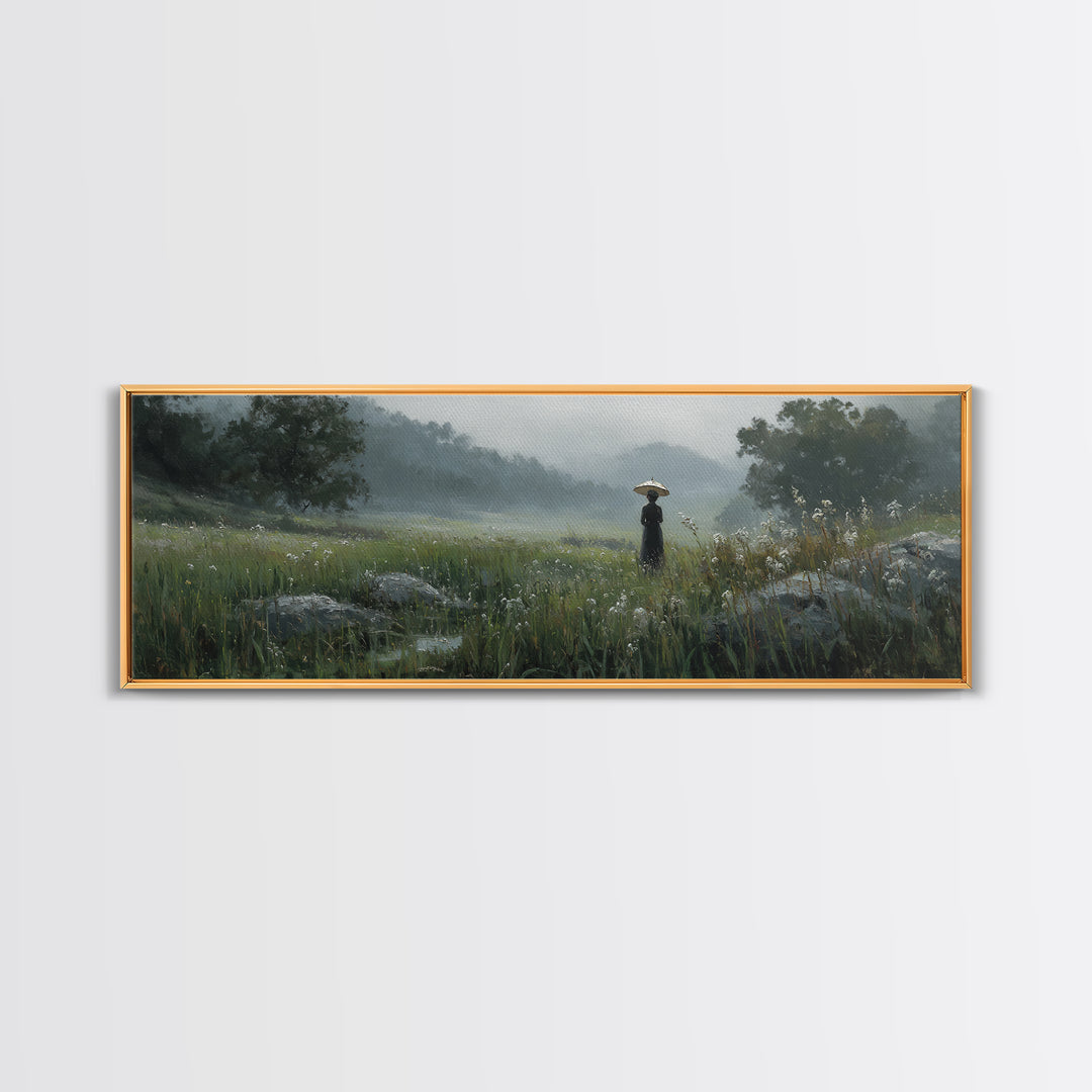 Woman with Parasol in Breezy Meadow Canvas Print, Impressionist Art, Luxury Decor, Living Room Decor, Fine Art, Impression, IMP-3x1-19