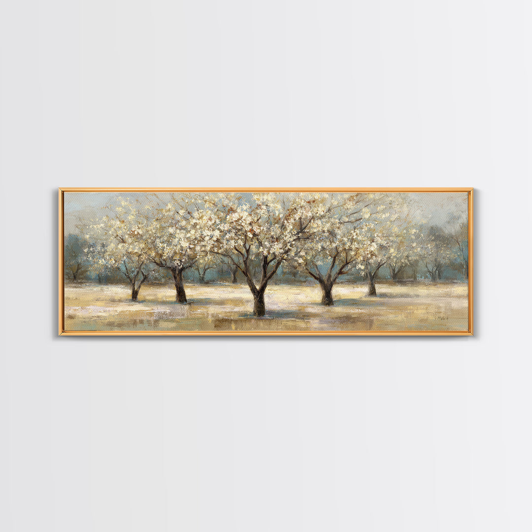 Spring Orchard with Blossoming Trees Canvas Print, Impressionist Art, Living Room Decor, Abstract Art, Impression, IMP-3x1-22