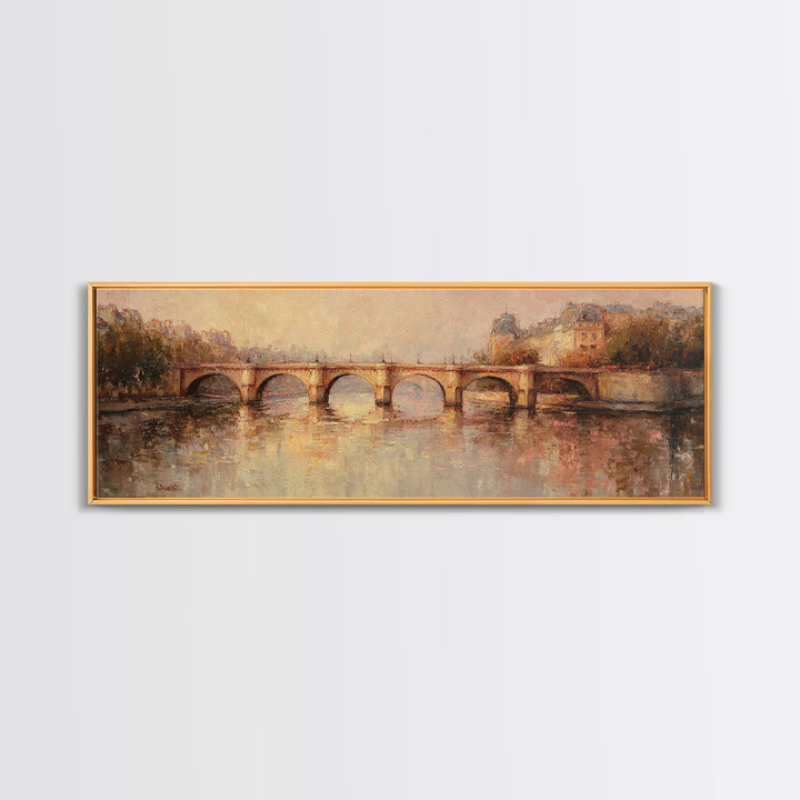 Paris Bridge Reflected Framed Canvas Print, Impressionist Art, Room Decor, Living Room Decor, Fine Art, Impression, IMP-3x1-23