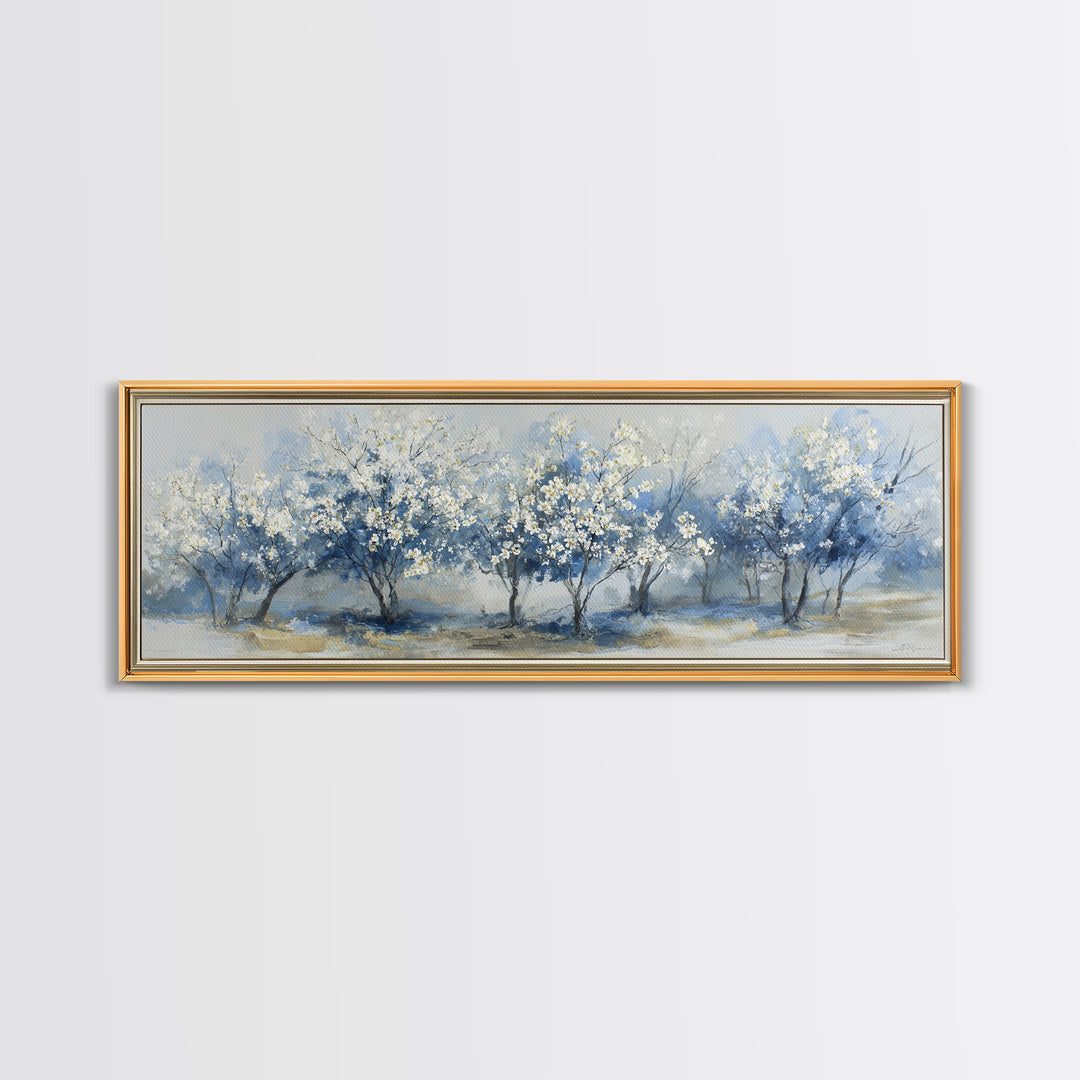 Spring Orchard with Blossoming Trees Canvas Print, Impressionist Art, Abstract Painting, Living Room Decor, Impression, IMP-3x1-46