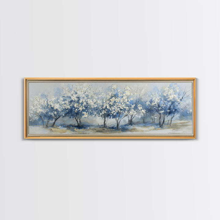 Spring Orchard with Blossoming Trees Canvas Print, Impressionist Art, Abstract Painting, Living Room Decor, Impression, IMP-3x1-46