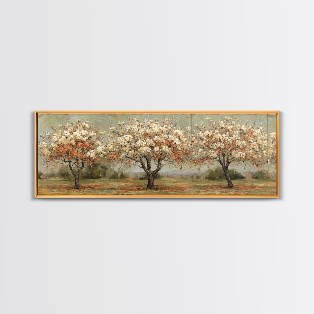 Spring Orchard with Blossoming Trees Canvas Print, Impressionist Art, Wall Art, Living Room Decor, Oil Painting, Impression, IMP-3x1-70