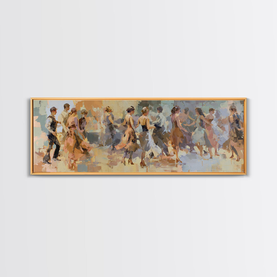 Dancers Suggested by Soft Moving Brushwork Canvas Print, Impressionist Art, Horizontal Wall Art, Living Room Decor, Impression, IMP-3x1-79
