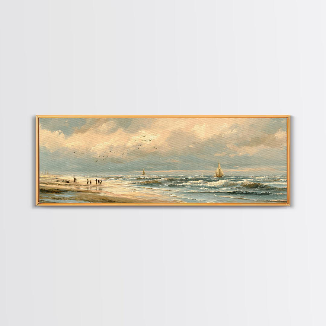 Coastal Beach Figures Canvas Print, Impressionist Art, Bedroom Decor, Living Room Decor, Oil Painting, Impression, Modern Art, IMP-3x1-83