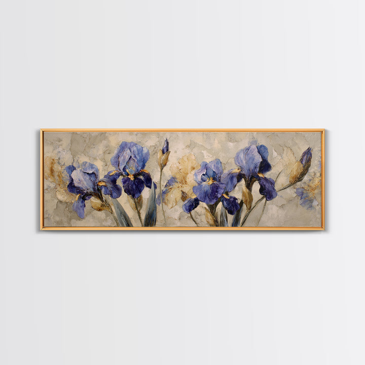 Iris Garden with Blue Violet Strokes Canvas Print, Impressionist Art, Printable Wall Art, Living Room Decor, Impression, IMP-3x1-84