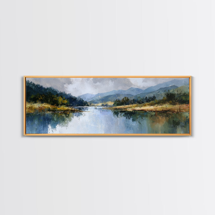 Mountain Lake with Sparkling Reflections Canvas Print, Impressionist Art, Wall Art, Living Room Decor, Fine Art, Impression, IMP-3x1-88