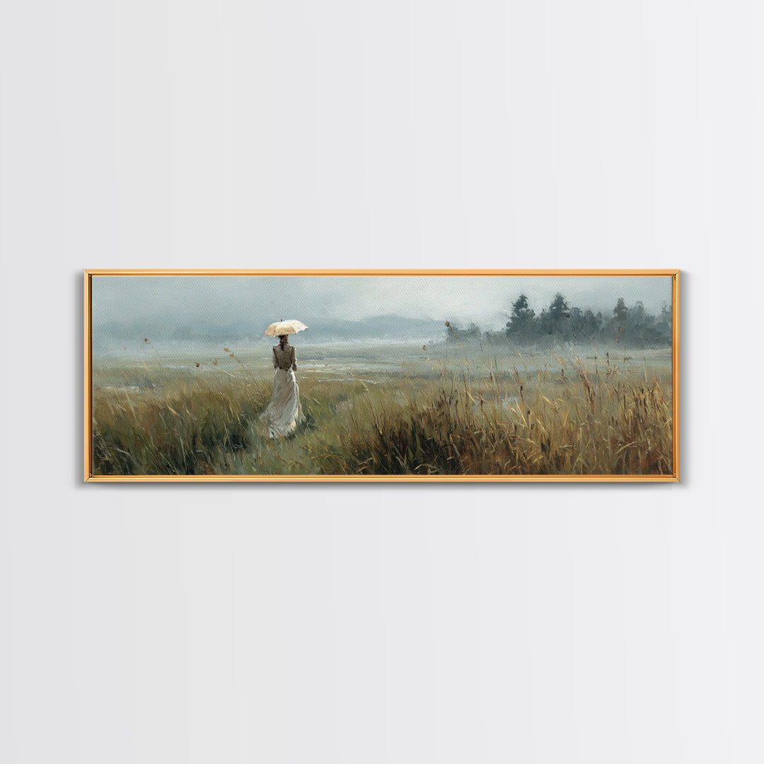 Woman with Parasol in Breezy Meadow Canvas Print, Impressionist Art, Original Painting, Living Room Decor, Fine Art, Impression, IMP-3x1-91