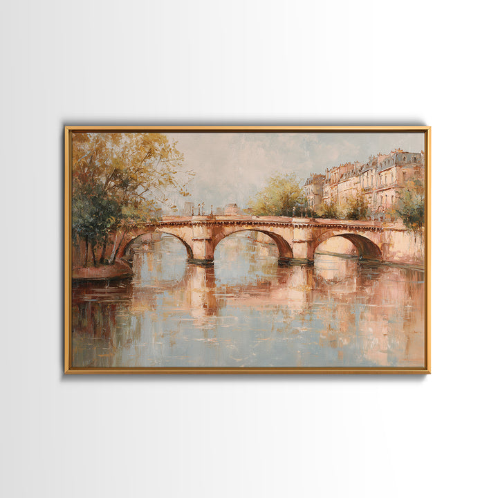 Paris Bridge Reflected Canvas Print, Impressionist Art, Modern Decor, Living Room Decor, Fine Art, Impression, Wall Decor, IMP-3x2-11
