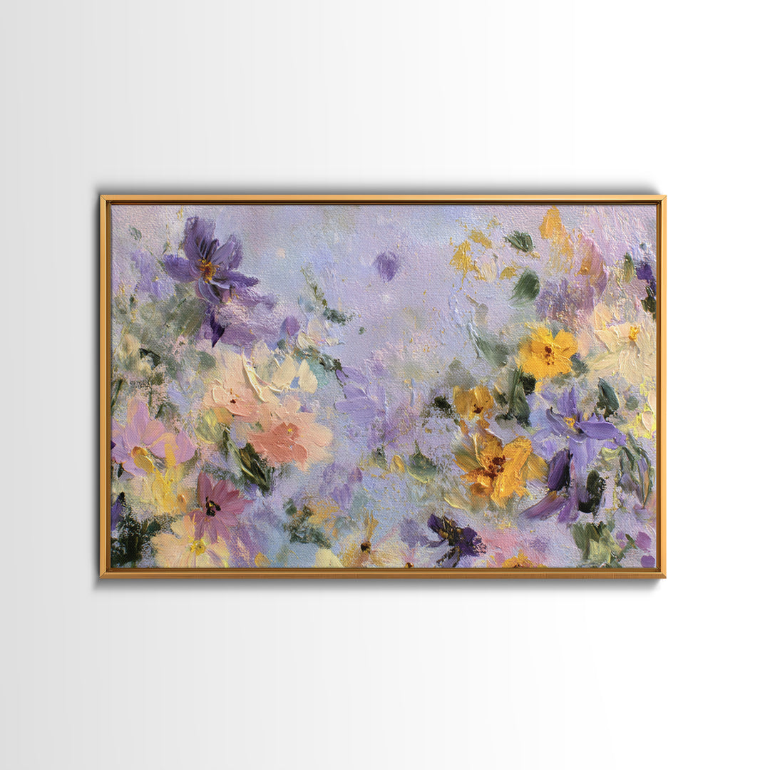 Wildflower Field in Loose Pastel Strokes Canvas Print, Impressionist Art, Modern Art, Living Room Decor, Oil Painting, IMP-3x2-12