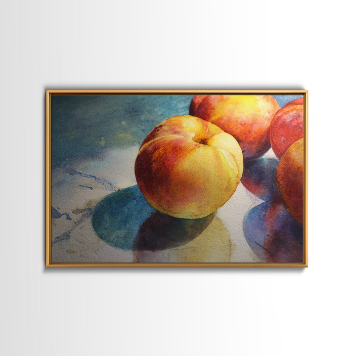 Still Life of Peaches Framed Canvas Print, Impressionist Art, Gallery Decor, Living Room Decor, Fine Art, Impression, IMP-3x2-27