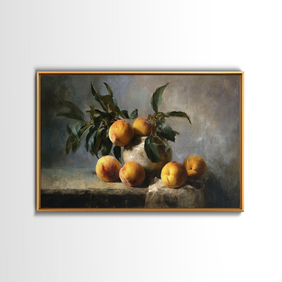 Still Life of Peaches Canvas Print, Impressionist Art, Landscape Wall Art, Living Room Decor, Impression, Luxury Decor, IMP-3x2-3