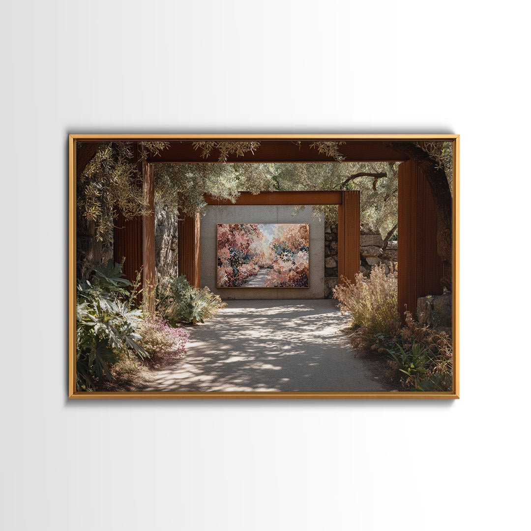 Garden Path Covered Canvas Print, Impressionist Art, Modern Art, Living Room Decor, Oil Painting, Impression, Statement Artwork, IMP-3x2-30