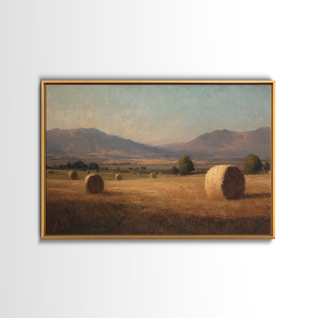 Haystacks Glowing at Golden Hour Canvas Print, Impressionist Art, Colorful Wall Art, Living Room Decor, Fine Art, Impression, IMP-3x2-32