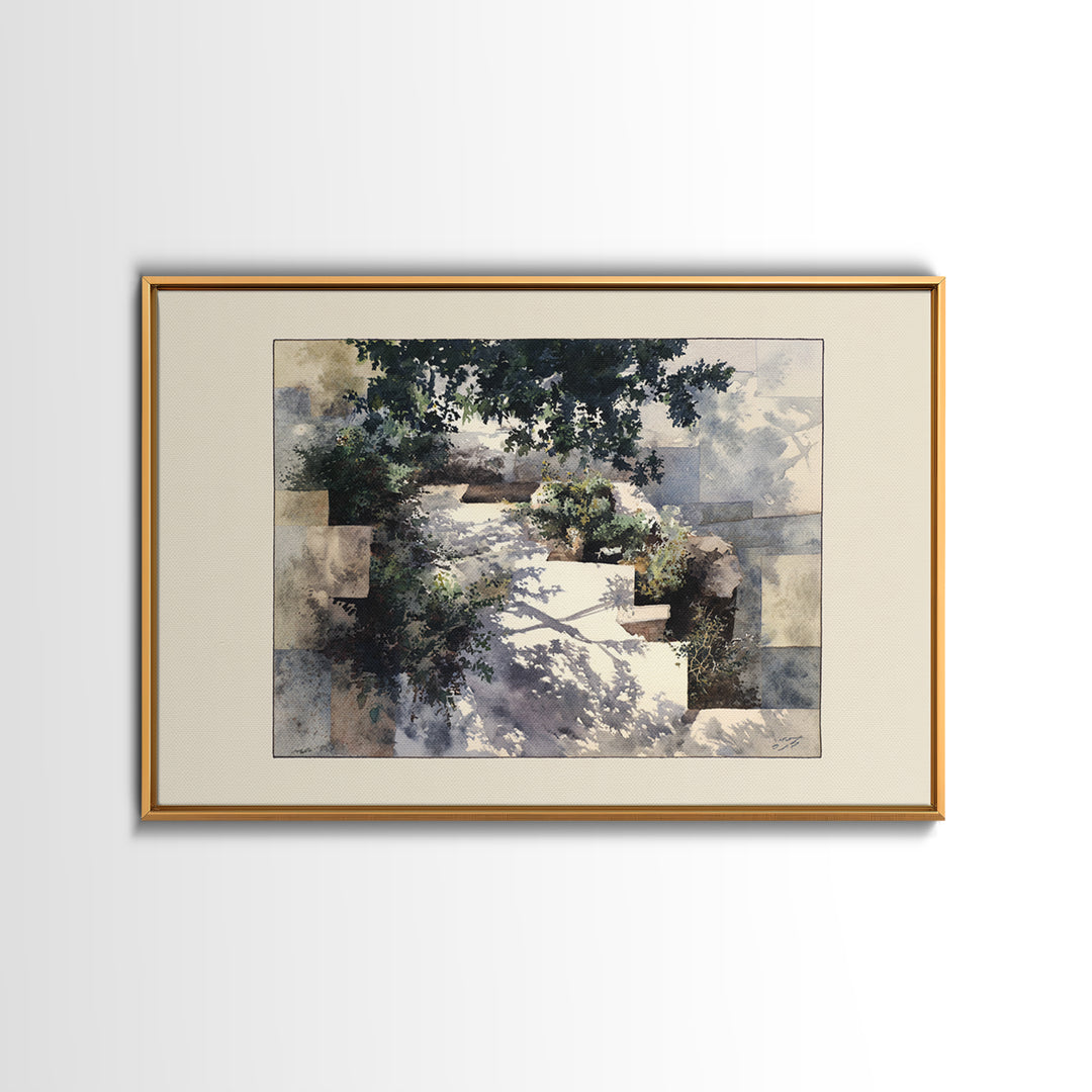Garden Path Covered Framed Canvas Print, Impressionist Art, Modern Wall Art, Living Room Decor, Fine Art, Impression, IMP-3x2-6