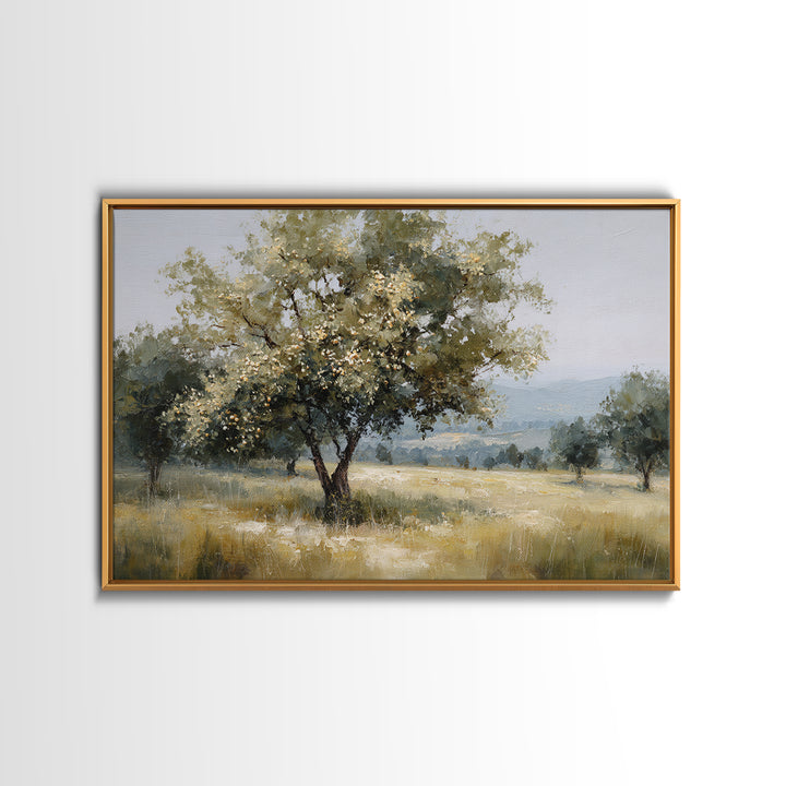 Apple Tree in Summer Orchard Framed Canvas Print, Impressionist Art, Gallery Decor, Living Room Decor, Fine Art, Impression, IMP-3x2-69