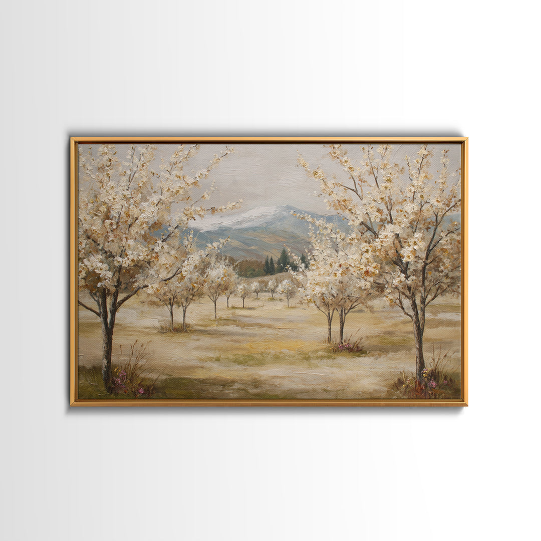 Spring Orchard with Blossoming Trees Canvas Print, Impressionist Art, Living Room Art, Living Room Decor, Impression, IMP-3x2-82