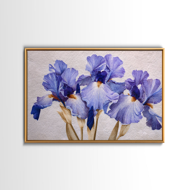 Iris Garden with Blue Violet Strokes Canvas Print, Impressionist Art, Printable Wall Art, Living Room Decor, Impression, IMP-3x2-96