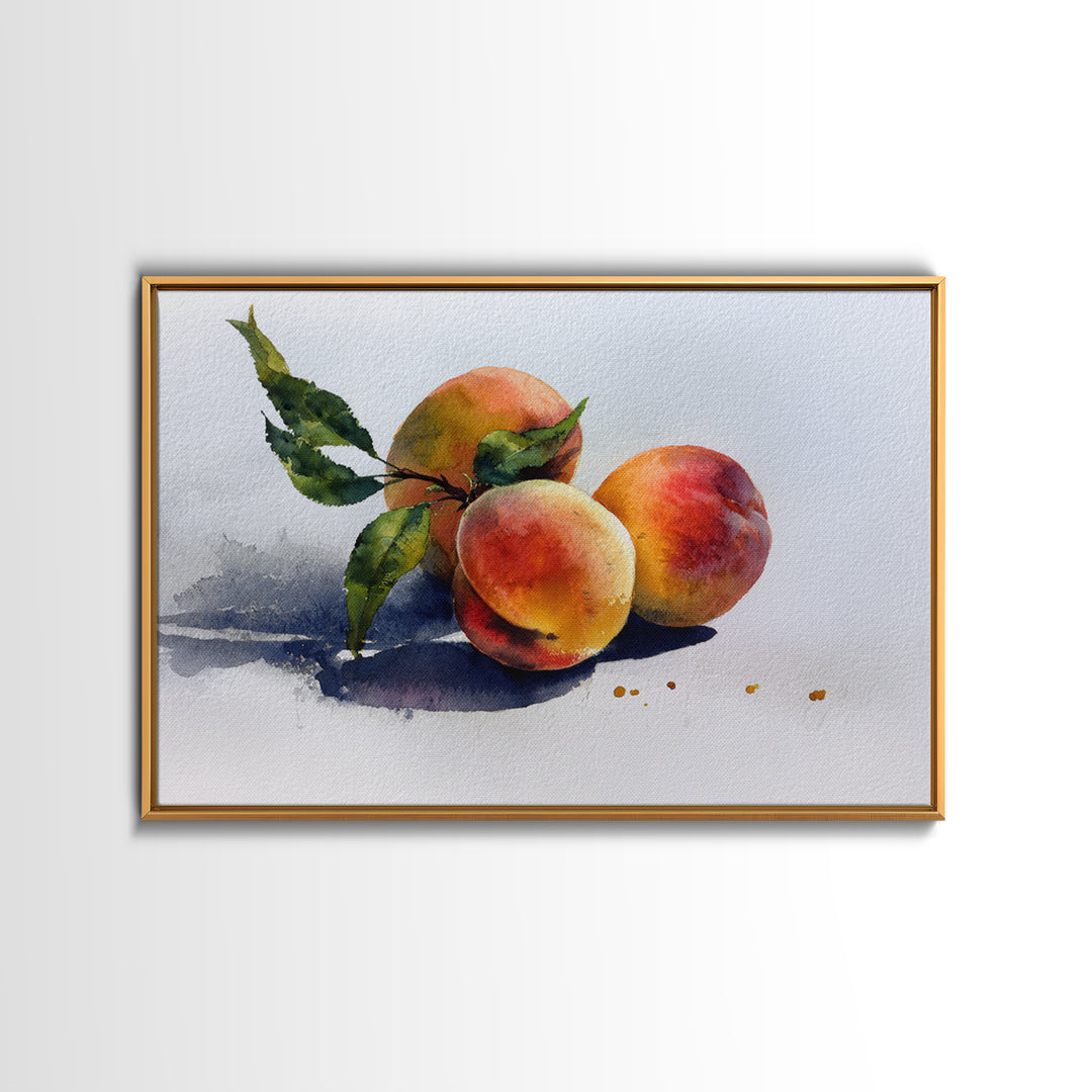 Still Life of Peaches Framed Canvas Print, Impressionist Art, Textured Wall Art, Living Room Decor, Fine Art, Impression, IMP-3x2-99