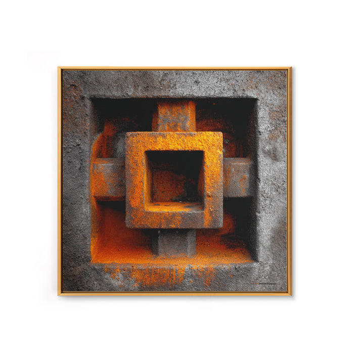 Abstract Smoke and Steel Shapes Framed Canvas Print, Industrial Art, Living Room Art, Living Room Decor, Abstract Art, Foundry, IND-1x1-24