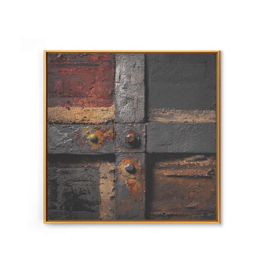 Exposed Brick Texture Abstract Framed Canvas Print, Industrial Art, Art Prints, Living Room Decor, Fine Art, Foundry, IND-1x1-28