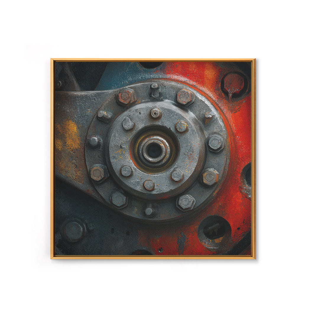 Steam Locomotive Wheel Closeup Canvas Print, Industrial Art, Modern Decor, Living Room Decor, Oil Painting, Foundry, Wall Decor, IND-1x1-30