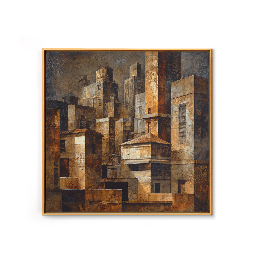 Industrial City Skyline Canvas Print, Industrial Art, Printables, Living Room Decor, Abstract Art, Foundry, Industrial Decor, IND-1x1-36